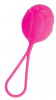 Розовый рельефный вагинальный шарик со шнурком