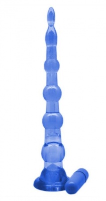 Синяя анальная цепочка с пулькой EROTICON PYRAMID GELS - 21,5 см.