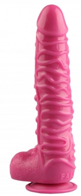 Розовый реалистичный фаллоимитатор на присоске - 26,5 см.