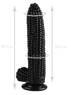 Черный фаллоимитатор-кукуруза на присоске - 20,5 см.